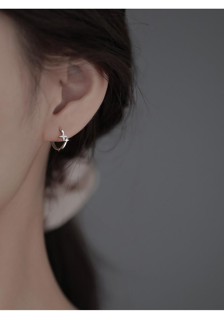 .925 Sterling Star Huggie Hoop Earrings