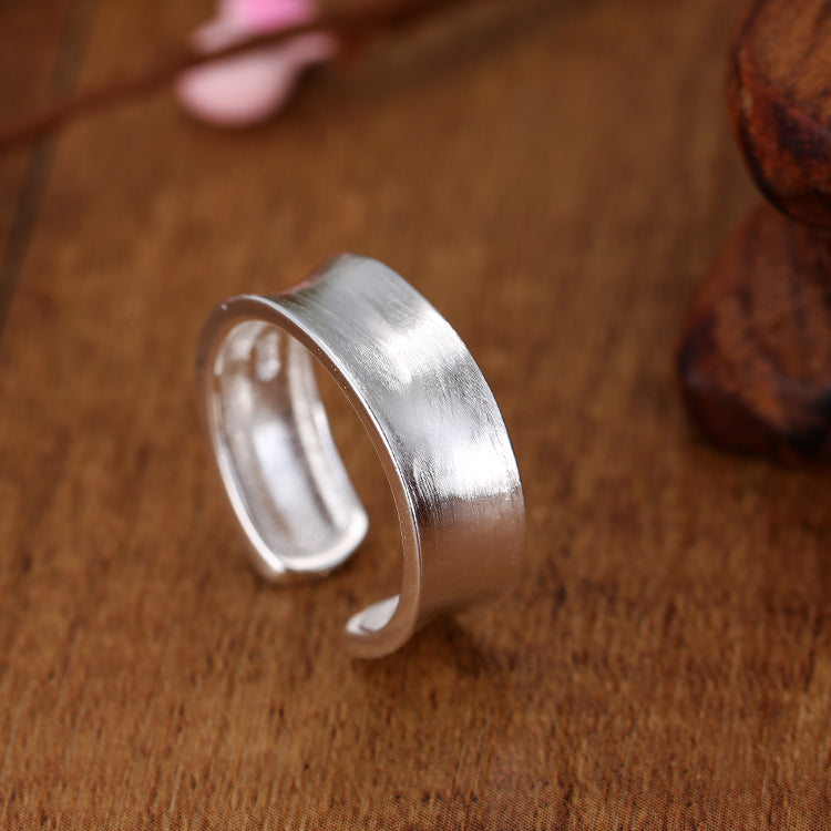 .925 Sterling Wide Face Curved Open Adjustable Band Ring