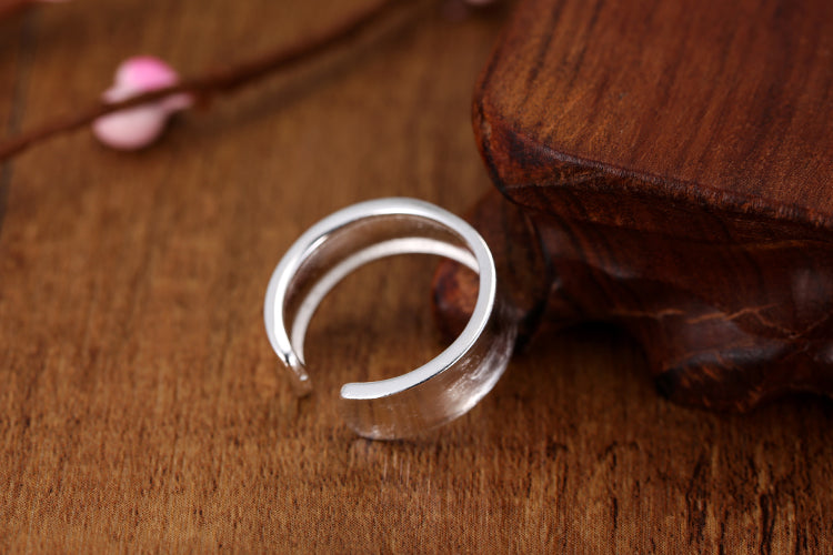 .925 Sterling Wide Face Curved Open Adjustable Band Ring