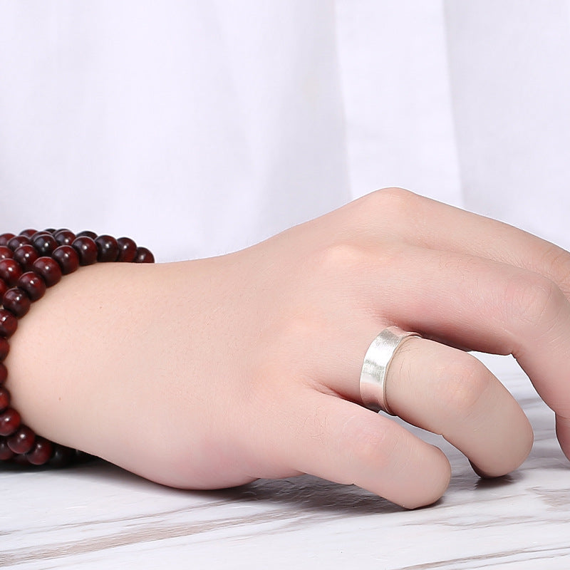 .925 Sterling Wide Face Curved Open Adjustable Band Ring