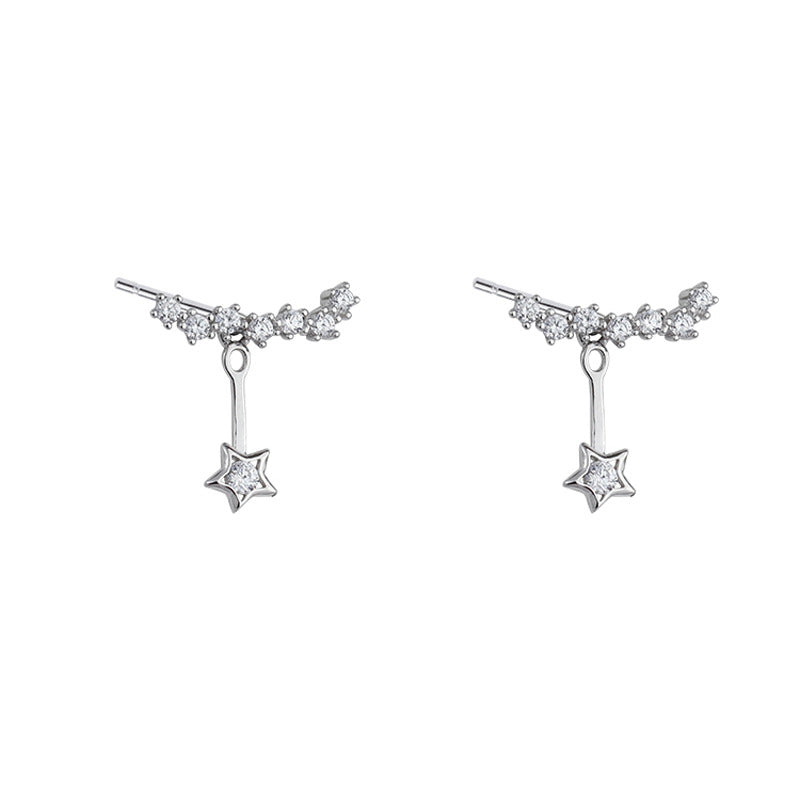 .925 Sterling Cubic Zirconia Star Dangle Earrings