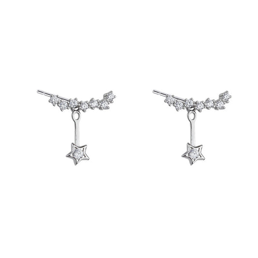.925 Sterling Cubic Zirconia Star Dangle Earrings
