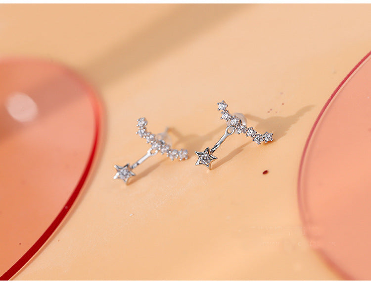 .925 Sterling Cubic Zirconia Star Dangle Earrings