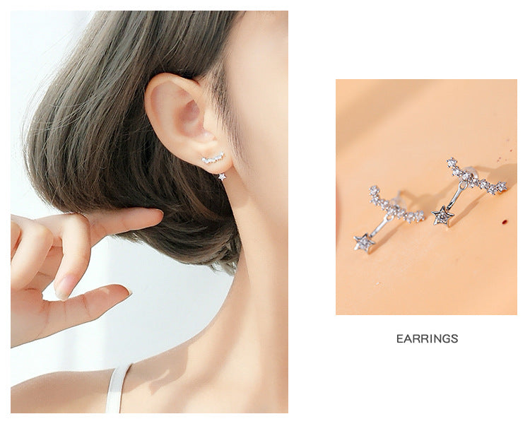 .925 Sterling Cubic Zirconia Star Dangle Earrings