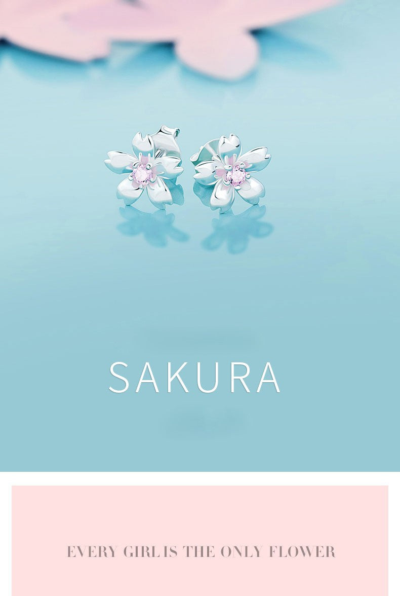 .925 Sterling Pink and Silver Flower Stud Earrings