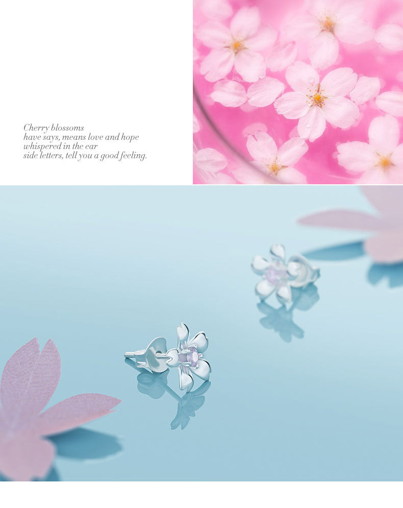 .925 Sterling Pink and Silver Flower Stud Earrings