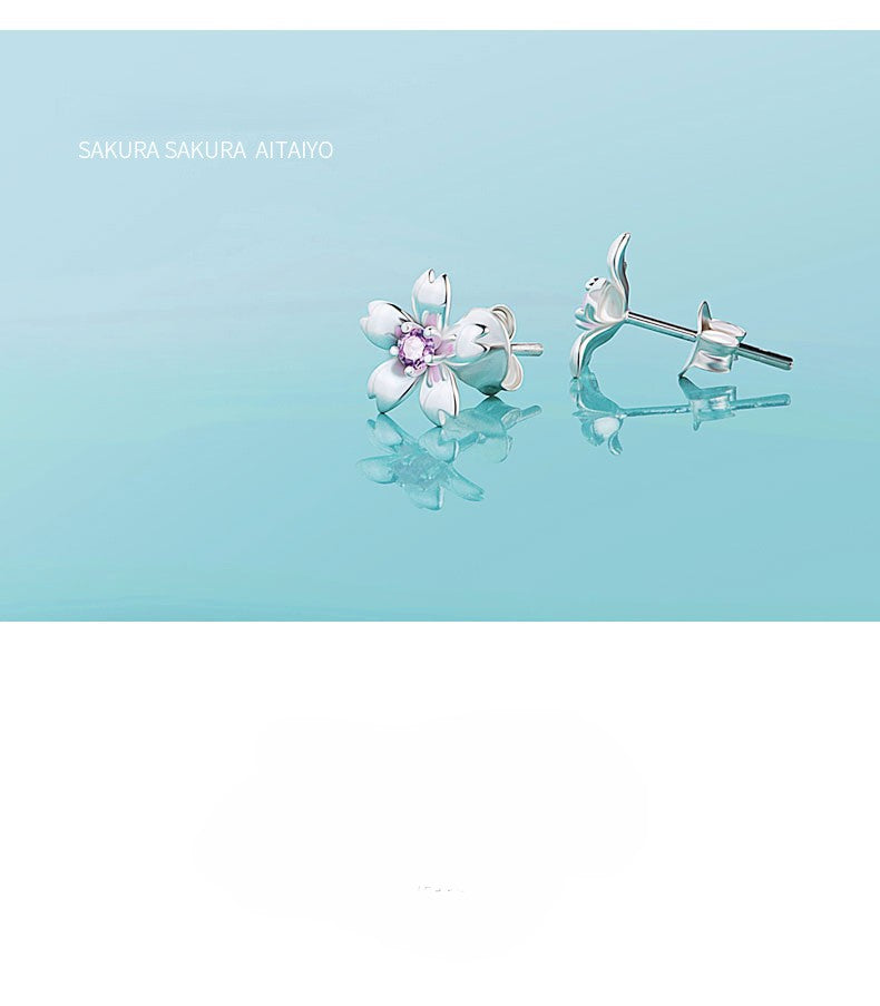 .925 Sterling Pink and Silver Flower Stud Earrings