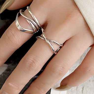.925 Sterling Light Open Criss/Cross Band Ring