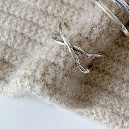 .925 Sterling Light Open Criss/Cross Band Ring