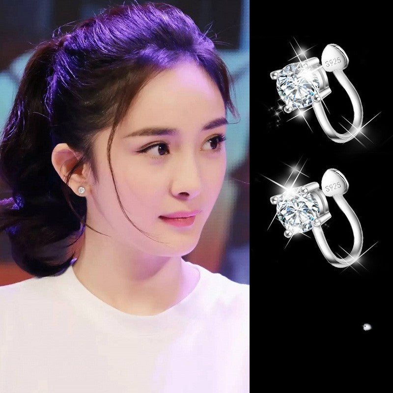 .925 Sterling Non-piercing Cubic Zirconia Stud Earring *** 4mm or 6mm CZ