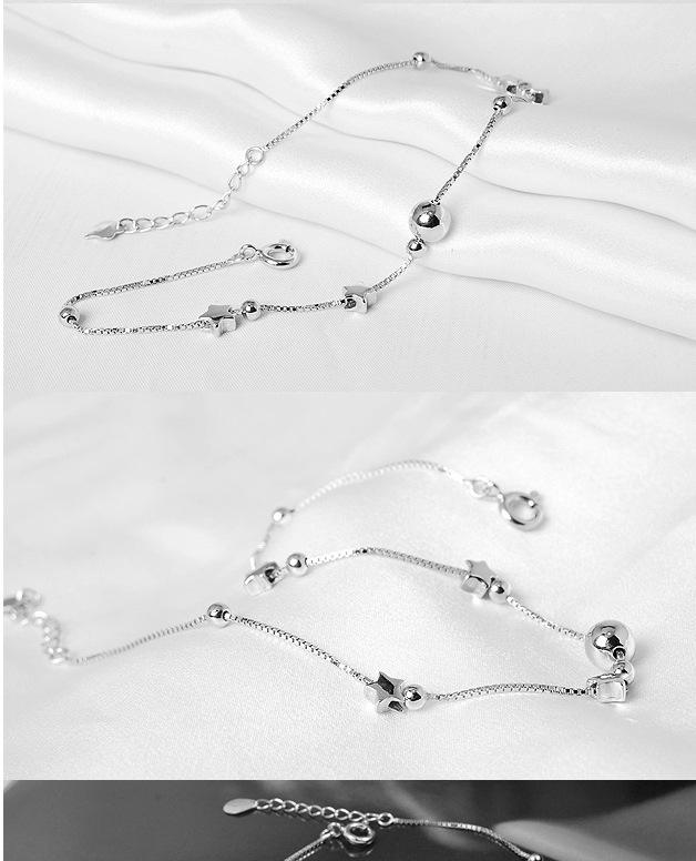 .925 Sterling Silver Sun Moon and Star Celestial Anklet