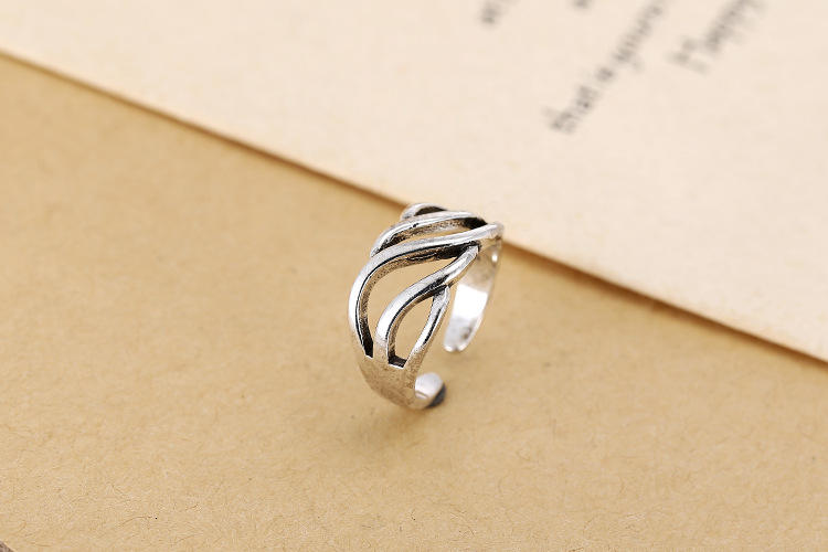 .925 Sterling Silver Adjustable Open Band Ring