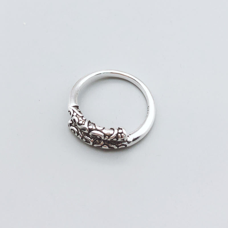 .925 Sterling Silver Filigree Style Open Adjustable Ring