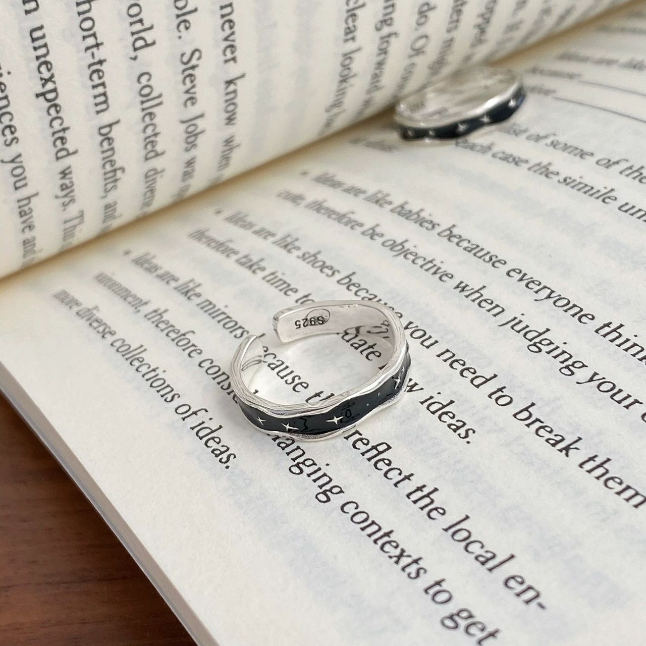 .925 Sterling Silver Starburst Open Adjustable Minimalist Band Ring