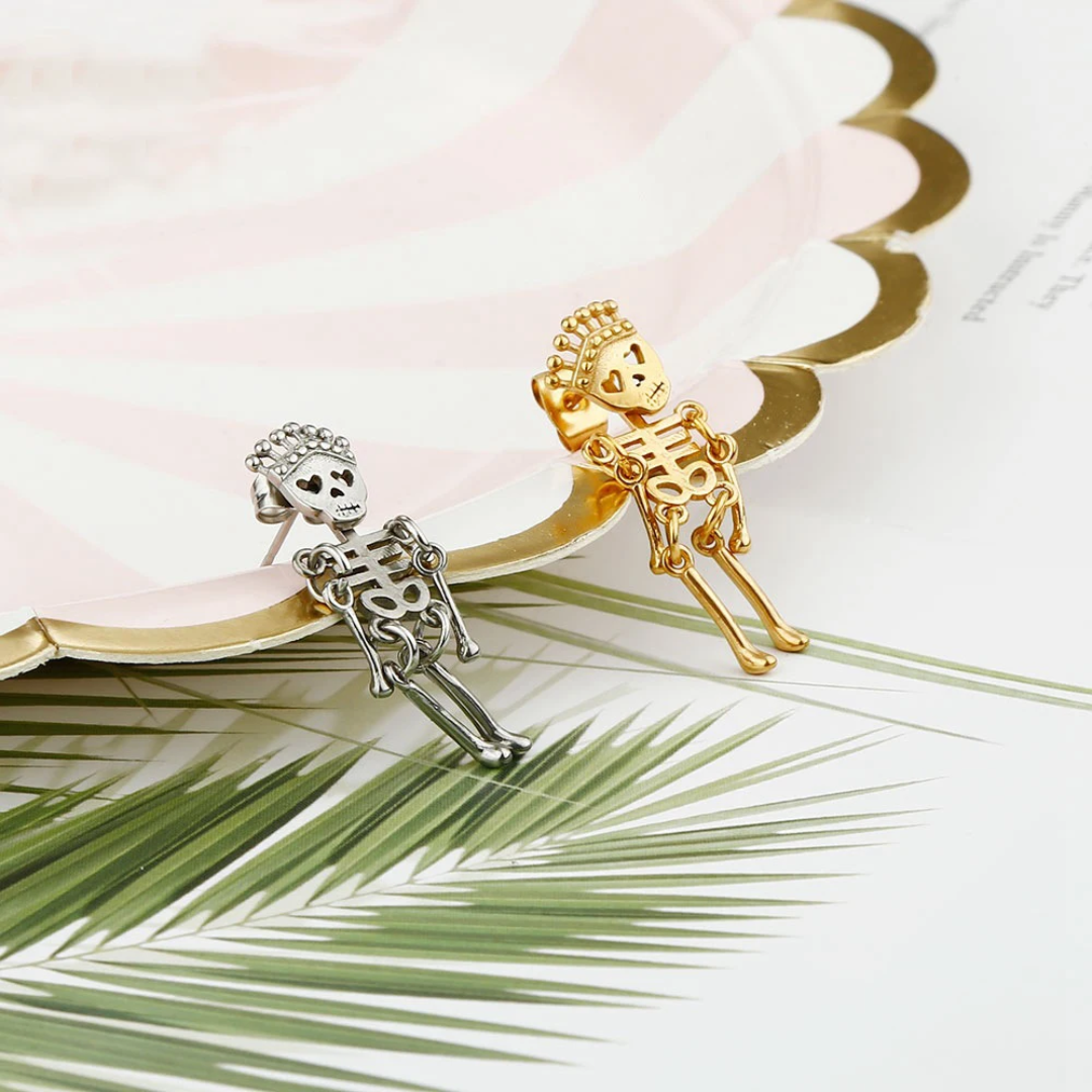 Stainless Steel Movable Skeleton Earrings