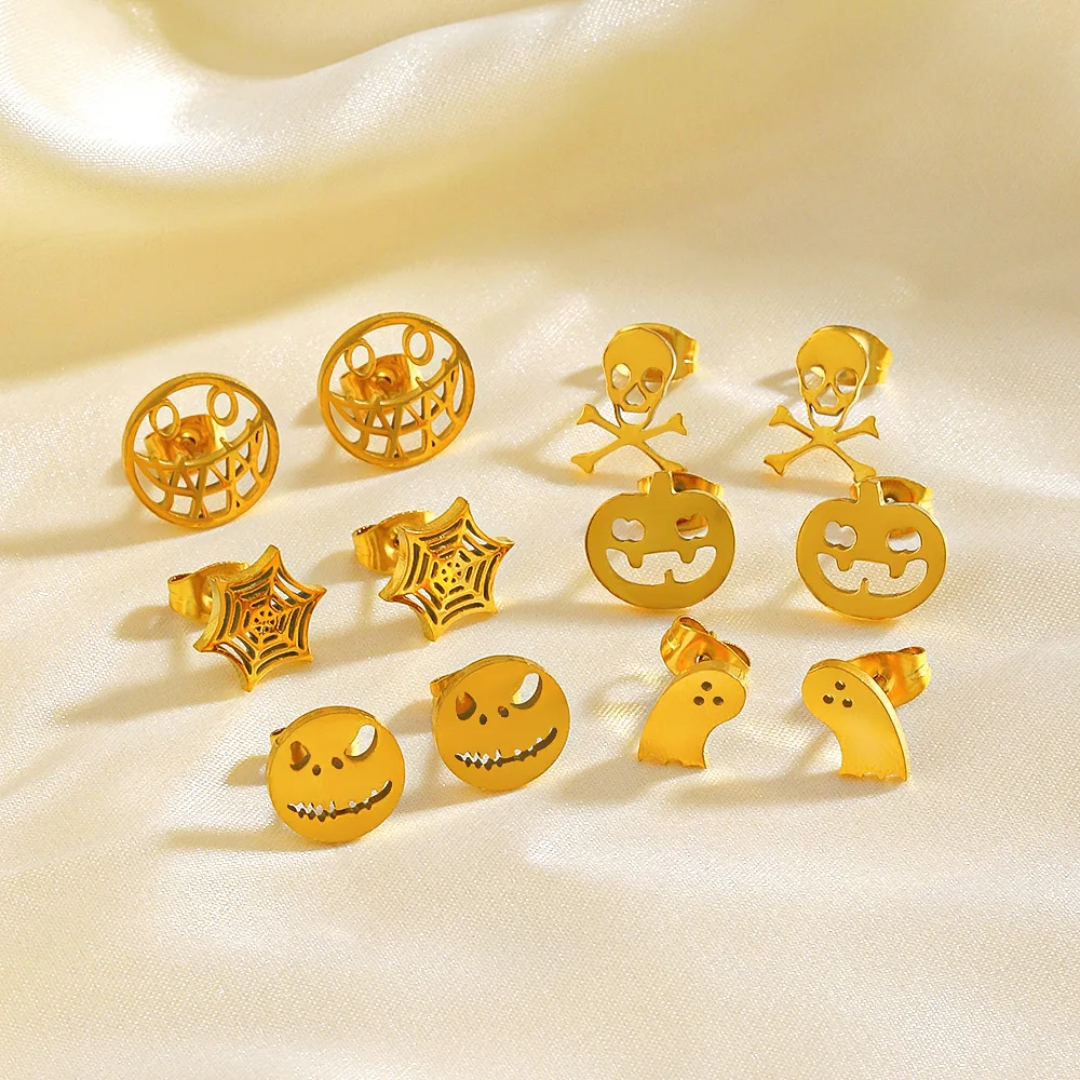 Gold-plated Stainless Steel Halloween Stud Earrings