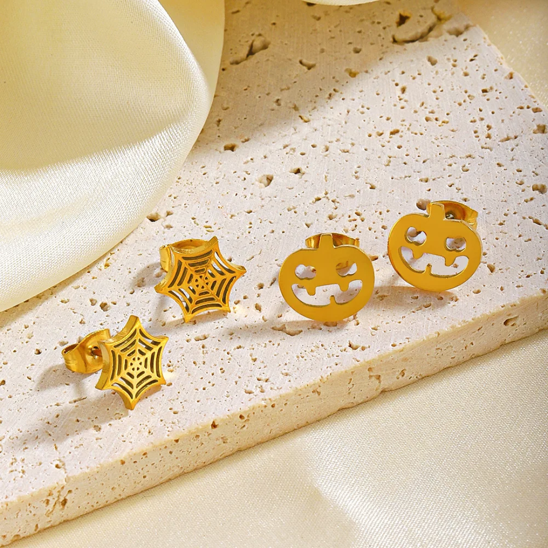 Gold-plated Stainless Steel Halloween Stud Earrings
