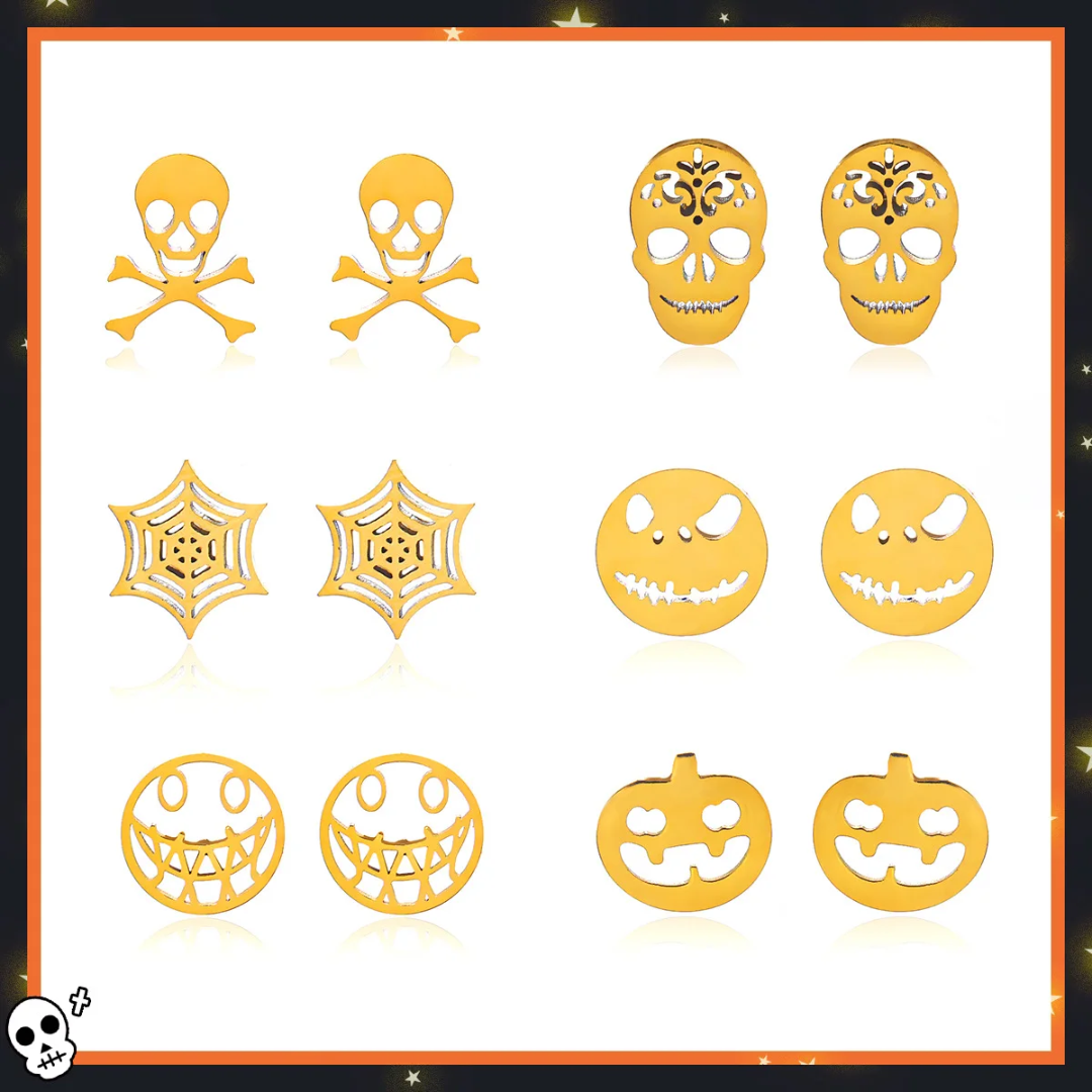Gold-plated Stainless Steel Halloween Stud Earrings