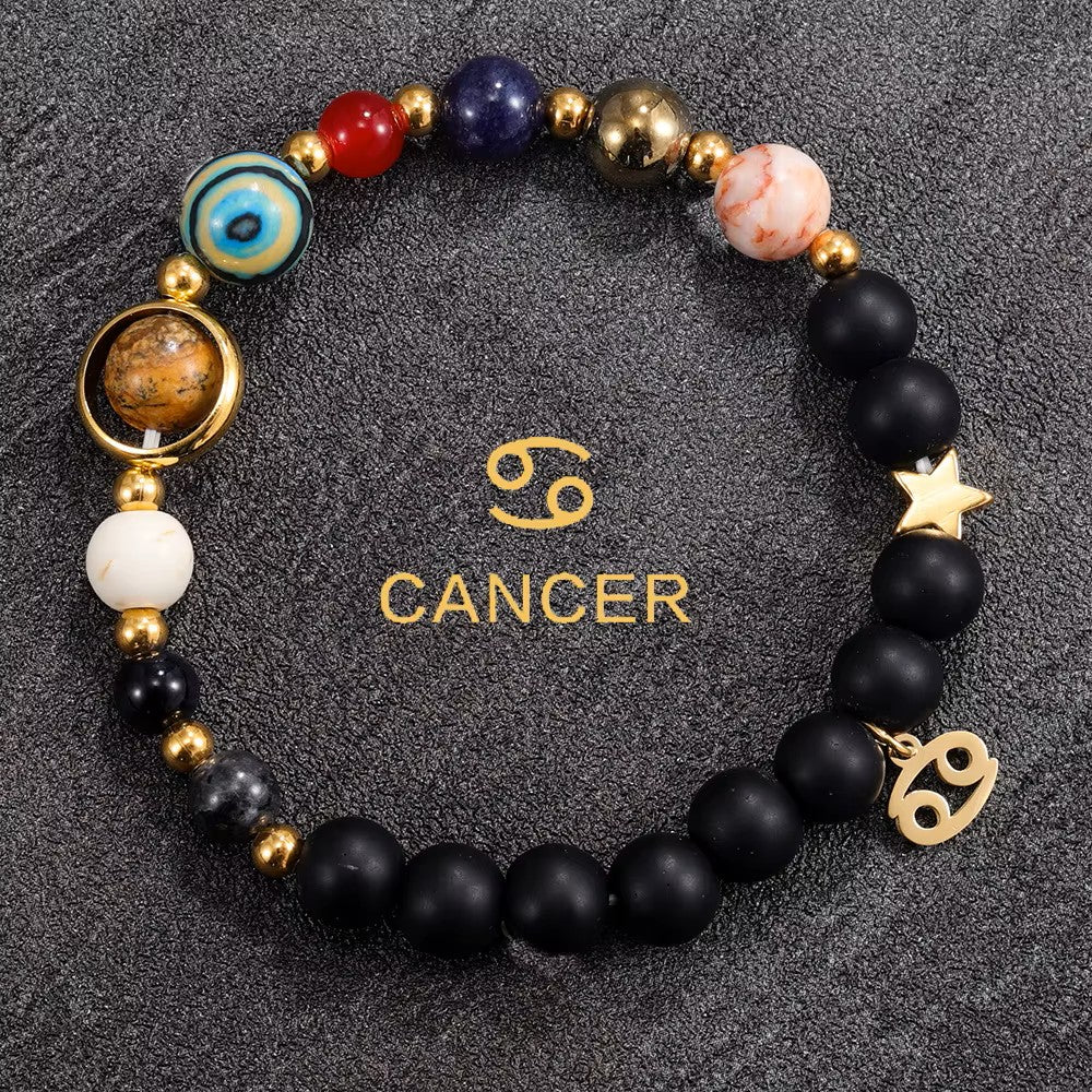 Zodiac Sign Handmade Elastic Natural Stone Bracelet (Choice of Sign)