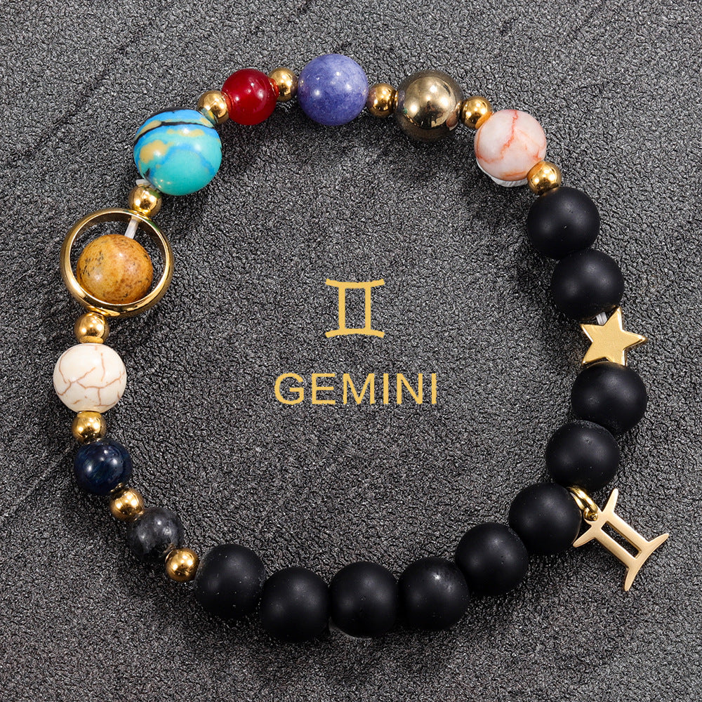Zodiac Sign Handmade Elastic Natural Stone Bracelet (Choice of Sign)