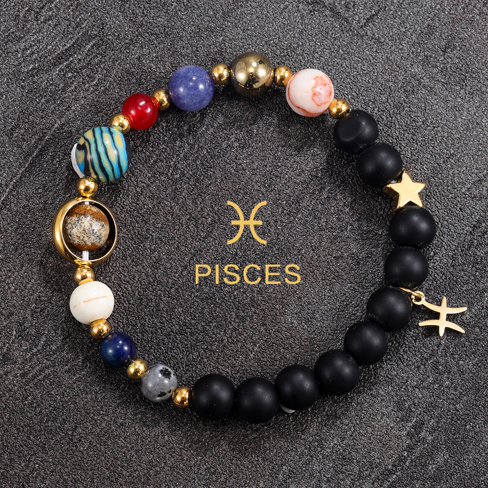 Zodiac Sign Handmade Elastic Natural Stone Bracelet (Choice of Sign)