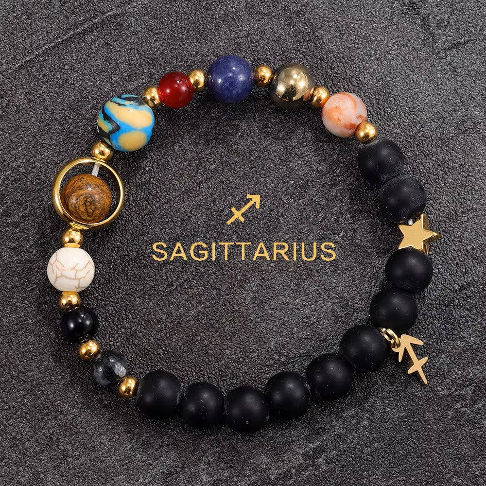Zodiac Sign Handmade Elastic Natural Stone Bracelet (Choice of Sign)