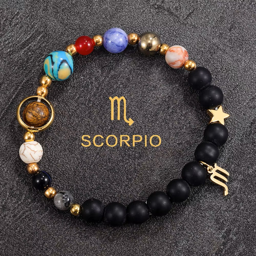 Zodiac Sign Handmade Elastic Natural Stone Bracelet (Choice of Sign)