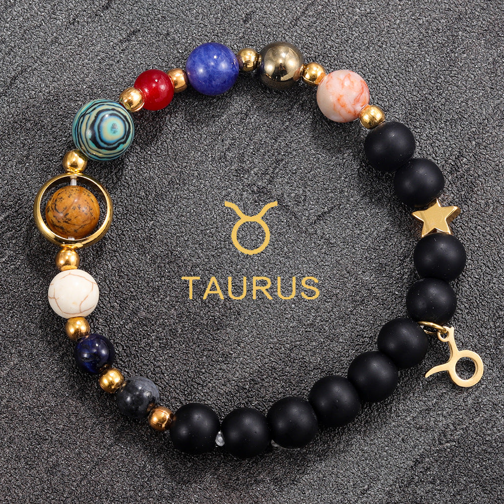 Zodiac Sign Handmade Elastic Natural Stone Bracelet (Choice of Sign)