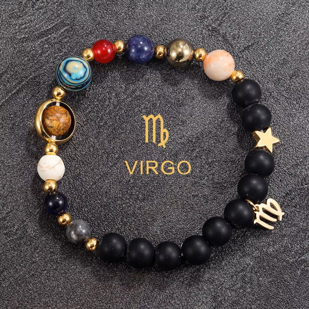 Zodiac Sign Handmade Elastic Natural Stone Bracelet (Choice of Sign)