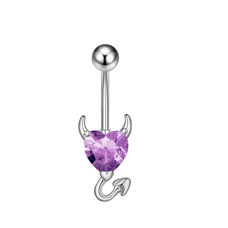 Gold-plated Surgical Steel Purple Cubic Zirconia Naval Belly Piercing Jewelry