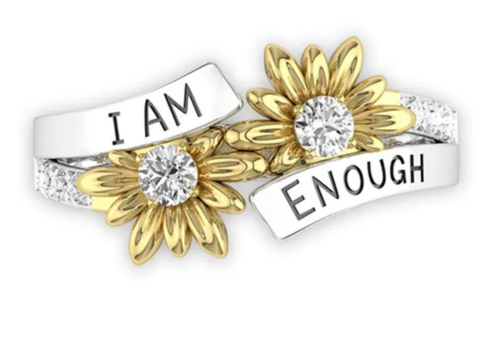 Daisy and Crystal "I am enough" Band Ring