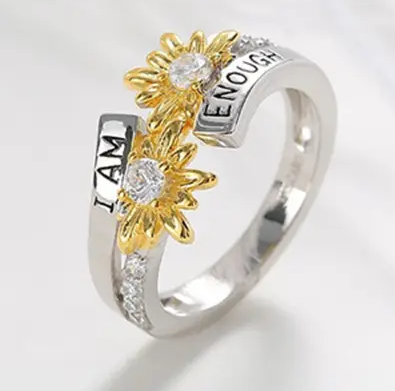 Daisy and Crystal "I am enough" Band Ring