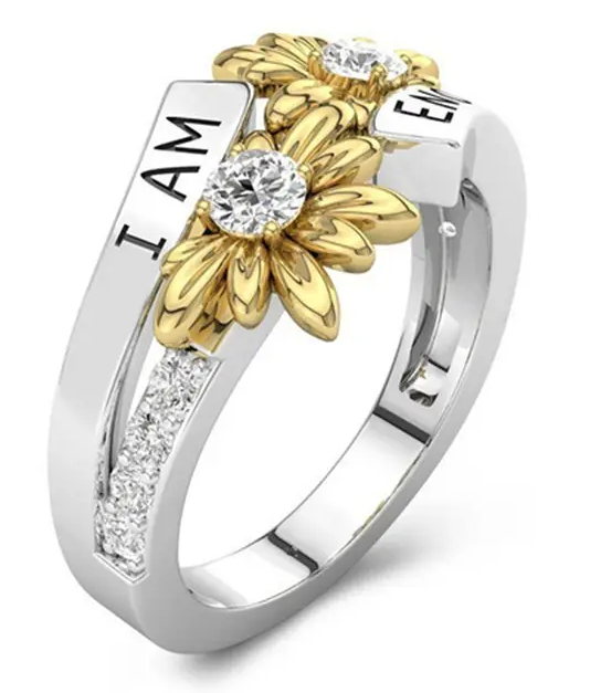 Daisy and Crystal "I am enough" Band Ring