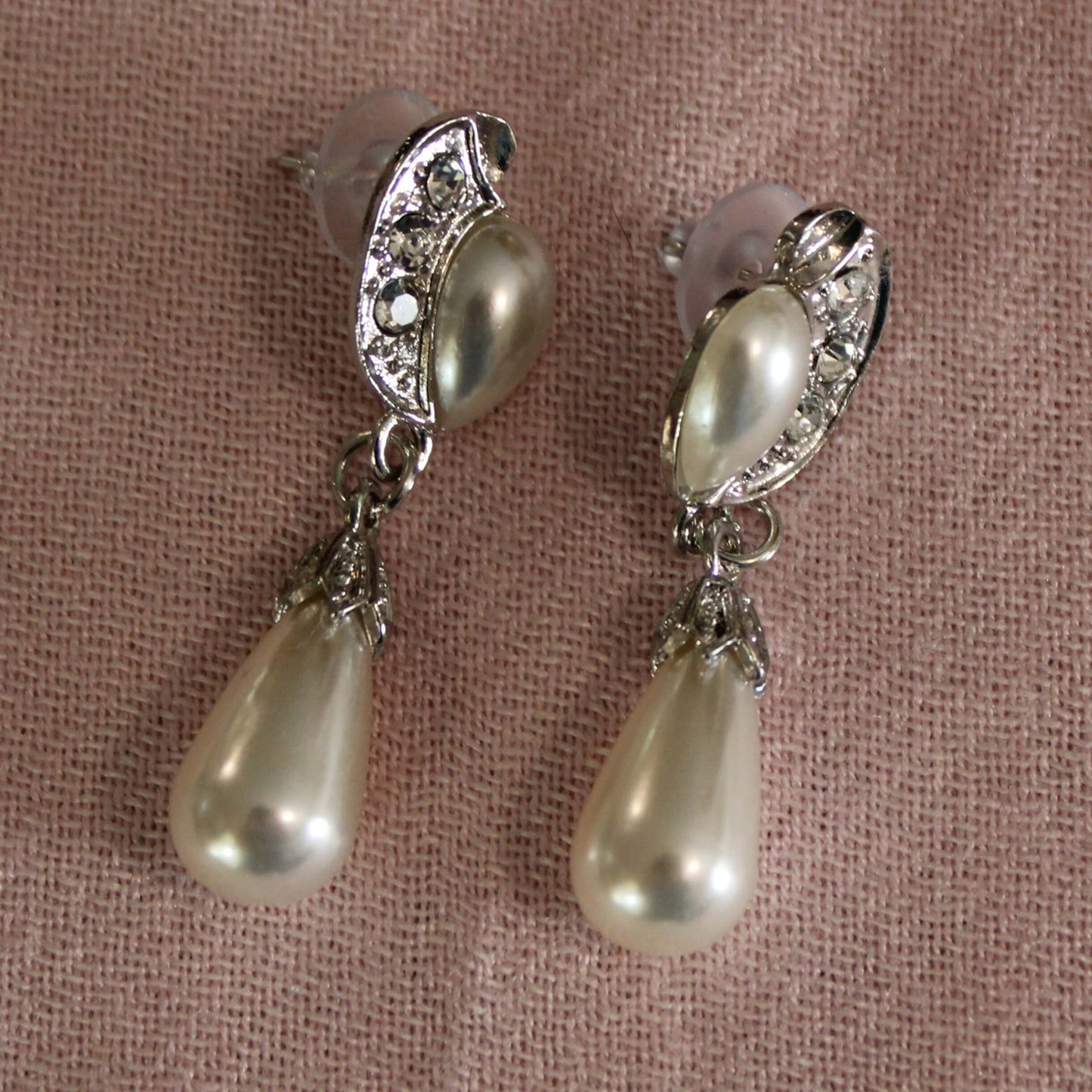 Margaret: Double Pearl with Leaf Accent Necklace and Earrings Set