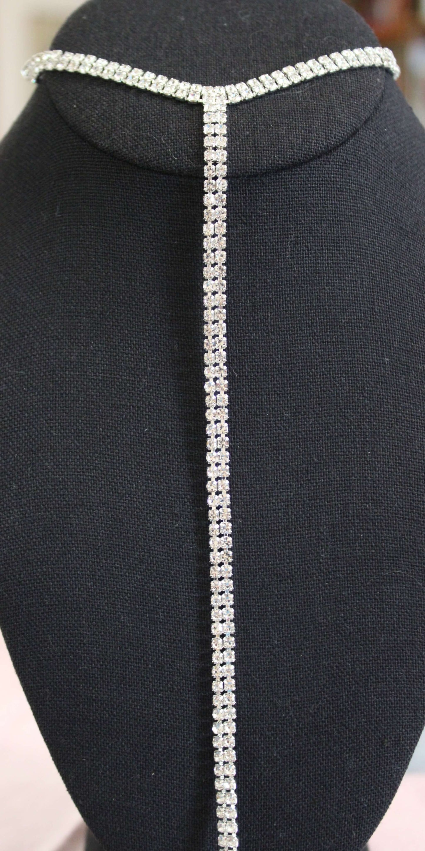 Scarlet: Double Strand Square Diamond Front Drop Necklace
