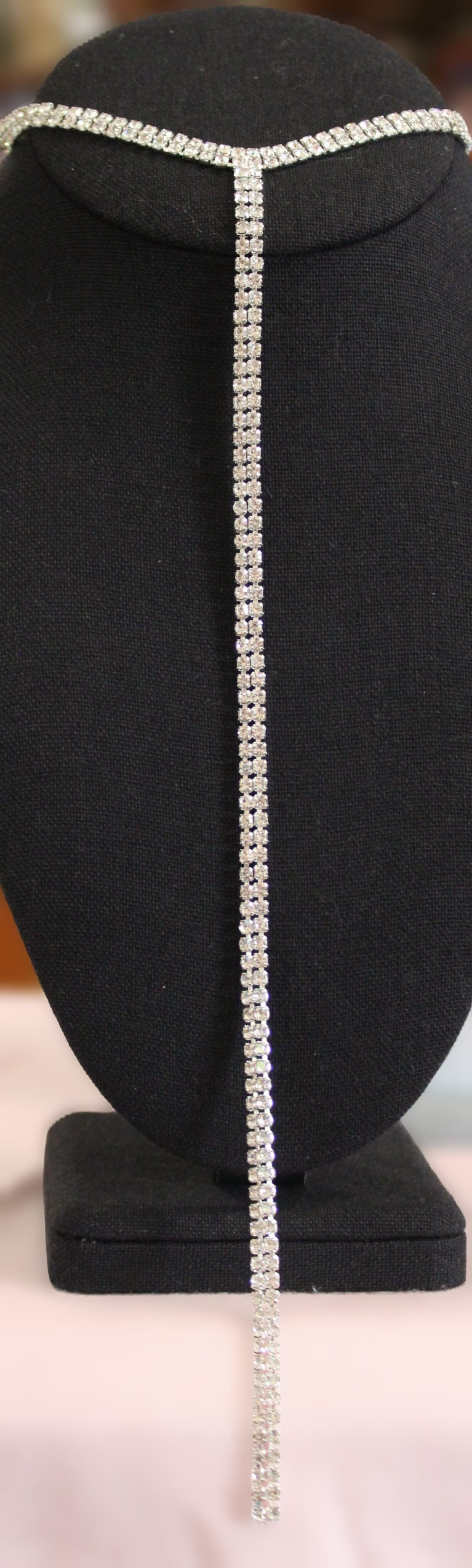 Scarlet: Double Strand Square Diamond Front Drop Necklace