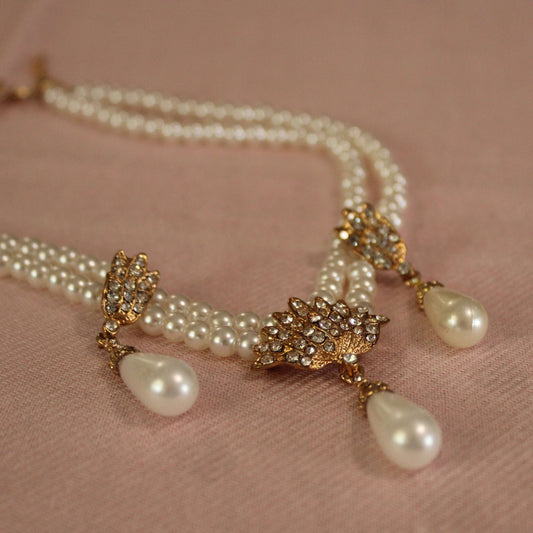 June: Pearls with Gold Feather Set