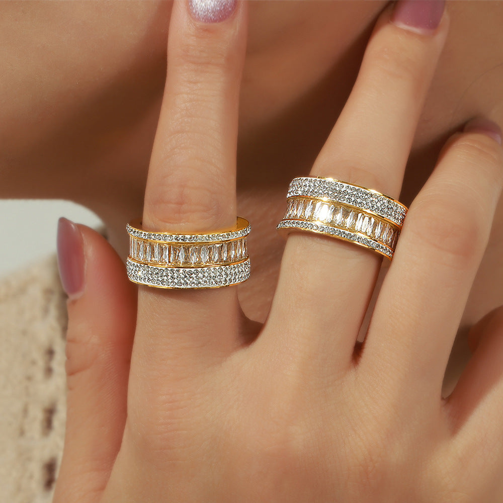 18k Yellow Gold-plated Cubic Zirconia Band Ring