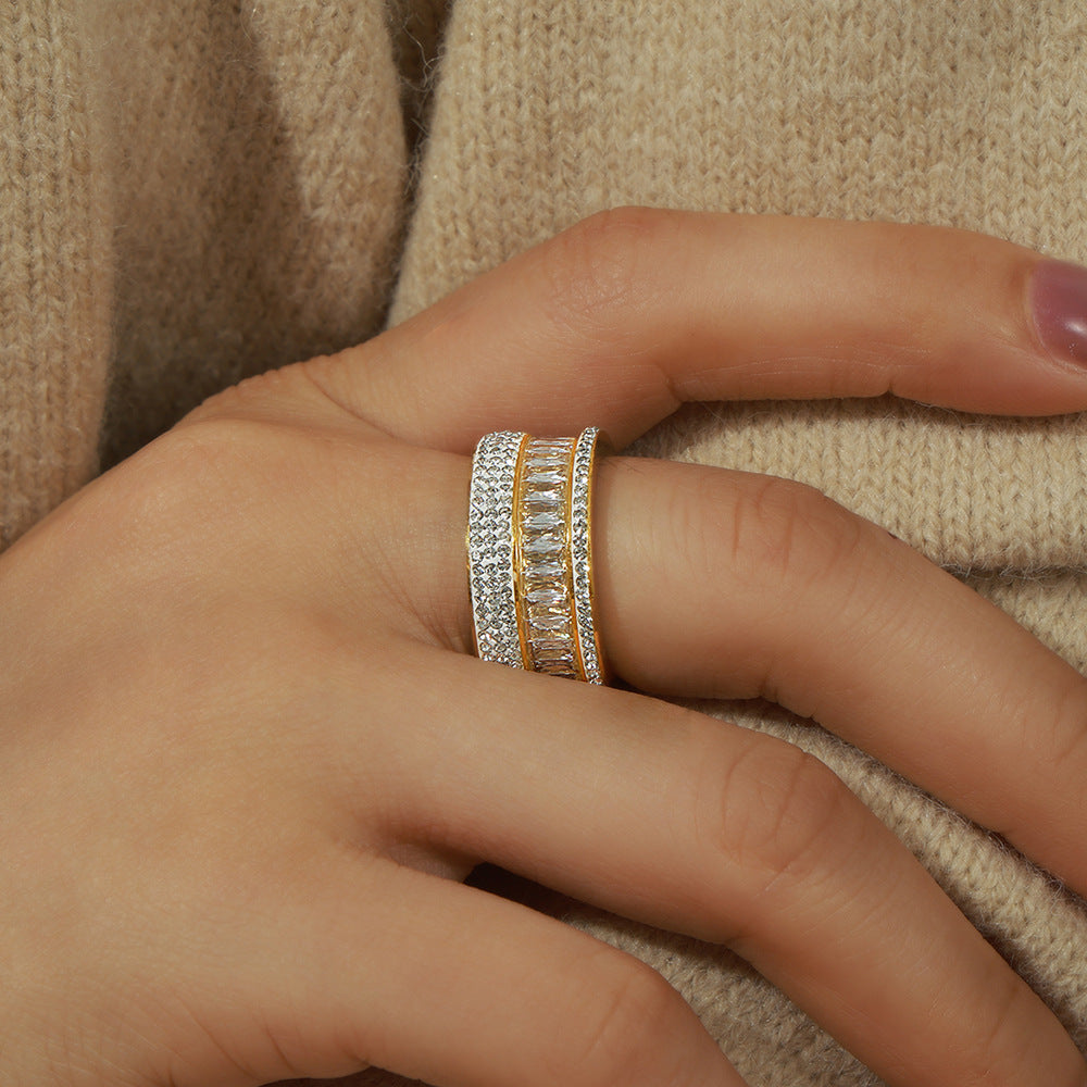 18k Yellow Gold-plated Cubic Zirconia Band Ring