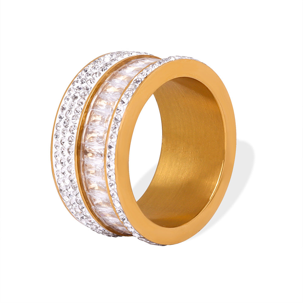 18k Yellow Gold-plated Cubic Zirconia Band Ring