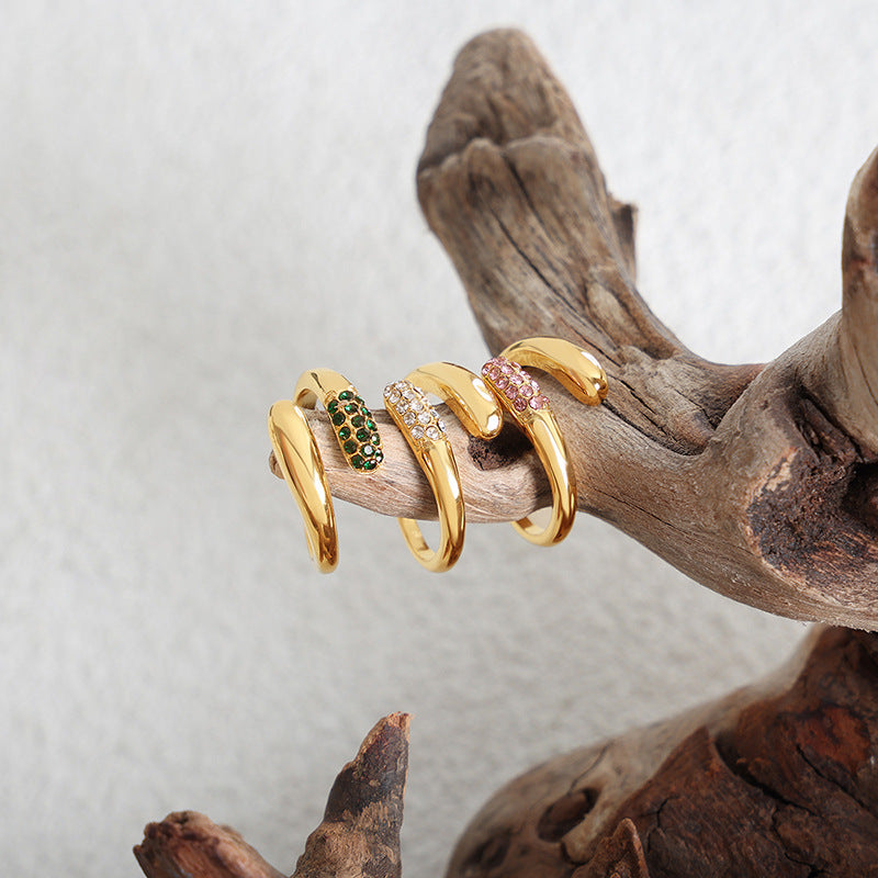 18k Yellow Gold-plated Wrap Ring with Cubic Zirconia Accents