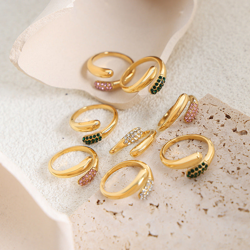 18k Yellow Gold-plated Wrap Ring with Cubic Zirconia Accents