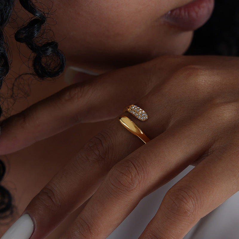 18k Yellow Gold-plated Wrap Ring with Cubic Zirconia Accents
