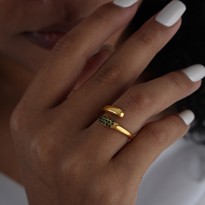 18k Yellow Gold-plated Wrap Ring with Cubic Zirconia Accents