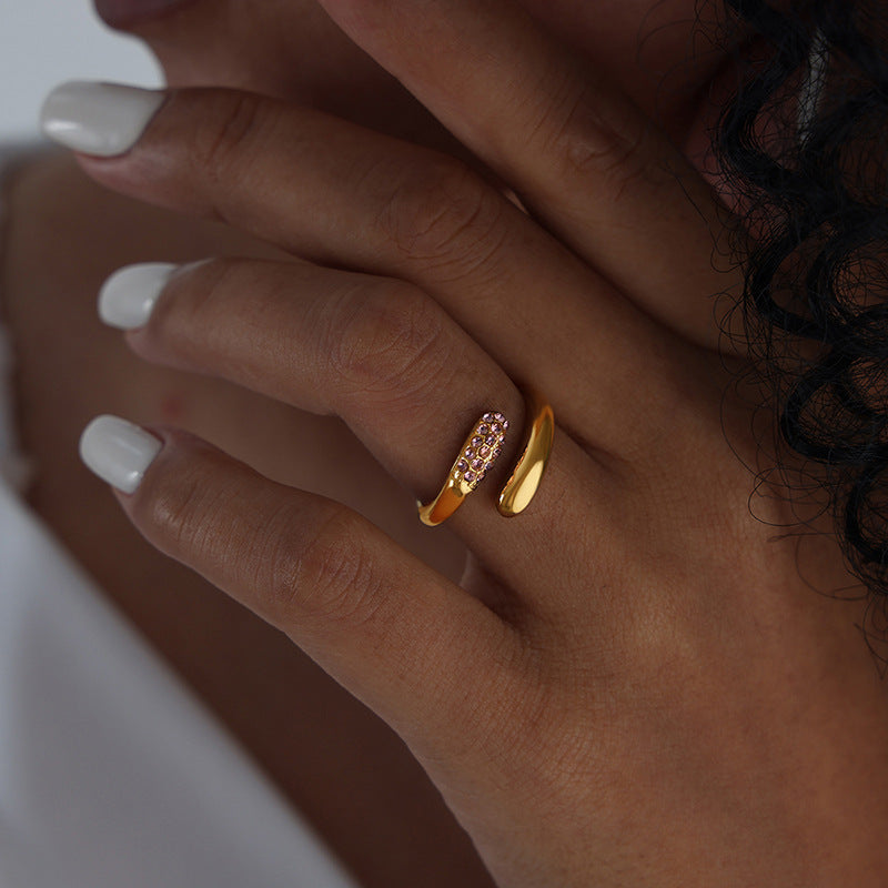 18k Yellow Gold-plated Wrap Ring with Cubic Zirconia Accents