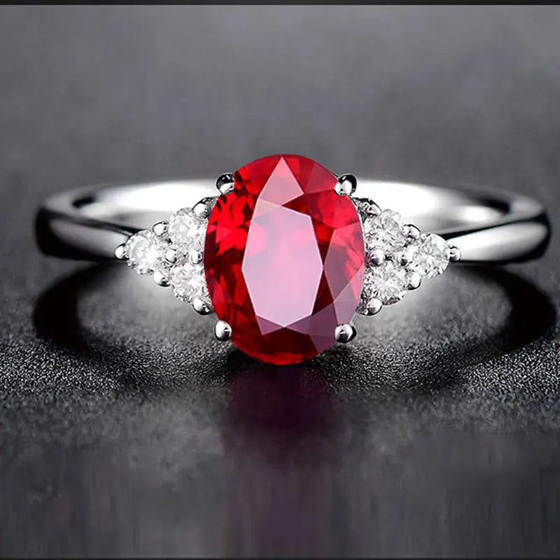 Solitaire Ring in choice of Red, Blue, Green, Purple -