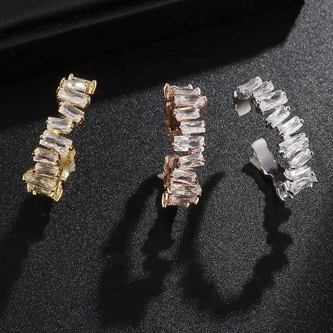 Baguette Diamond Band in Rose, White or Yellow Gold Plate (lab-created)
