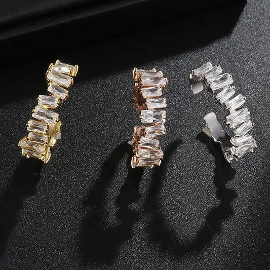 Baguette Diamond Band in Rose, White or Yellow Gold Plate (lab-created)