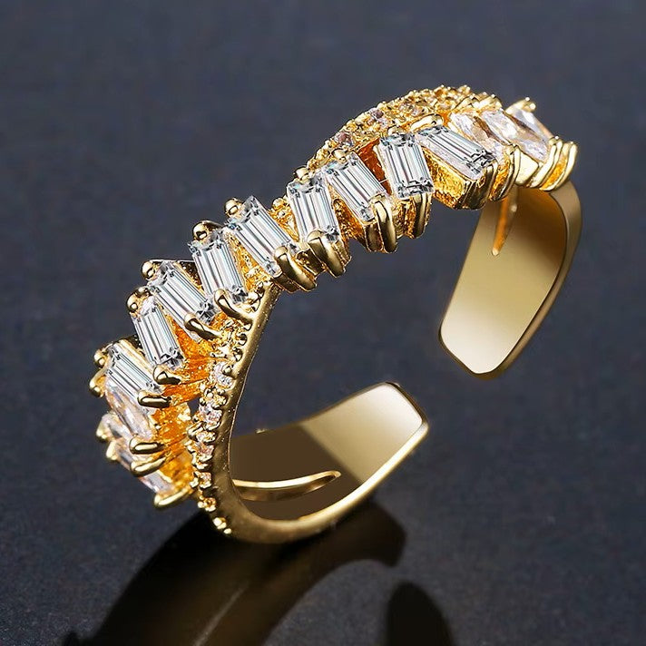 Baguette Diamond Band in Rose, White or Yellow Gold Plate (lab-created)