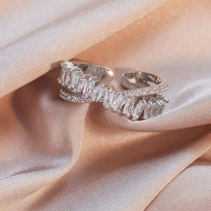Baguette Diamond Band in Rose, White or Yellow Gold Plate (lab-created)